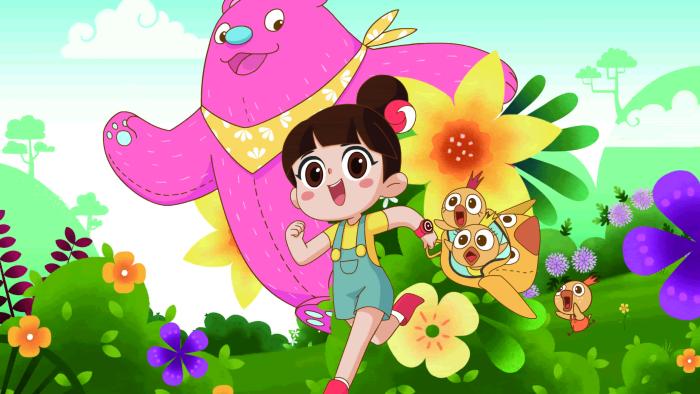 Luo Bao Bei and Pink Bear. 