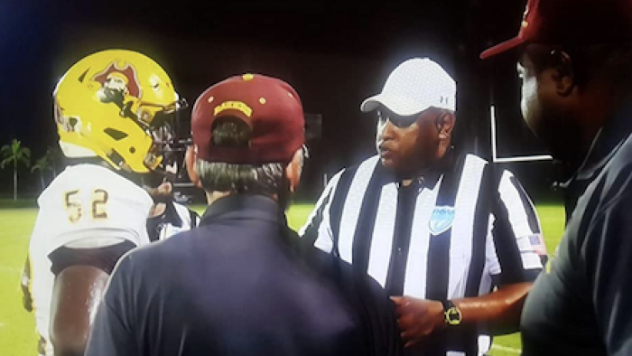 Talking to the ref. 