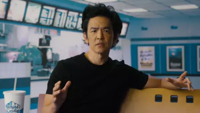 4x20: Quick Hits TV show screenshot 1: John Cho is interviewed in a White Castle