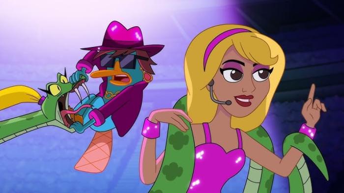 Agent P Under C TV: Perry, the platypus, dresses as a pop artist to help a blond singer who is being unknowingly attacked by a green snake.
