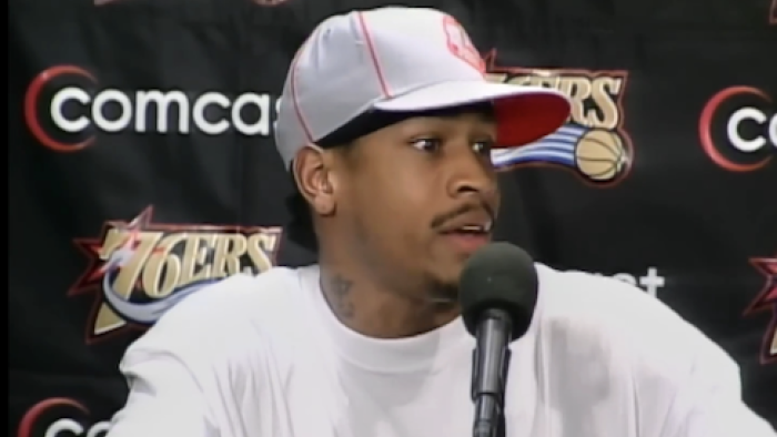 Allen Iv3rson screenshot 3: Allen Iverson wears white cap and t-shirt and talks into microphone 