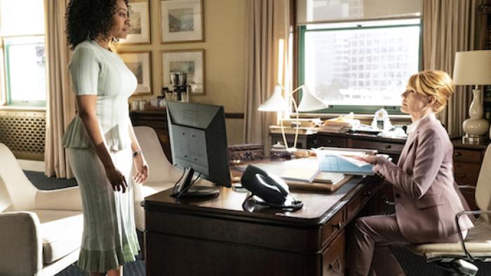 All Rise TV Series: Lola (Simone Missick) talks to Lisa (Marg Helgenberger)