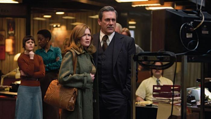 American Hostage TV show screenshot 1: Barbara and Fred watch footage from the studio