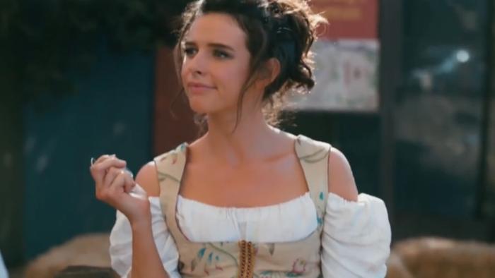 American Princess Television: Scene 2 Amanda pulls a face while dressed in her renaissance gear