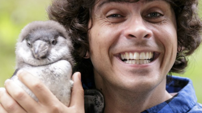 Andy's Baby Animals: Andy and a baby bird.