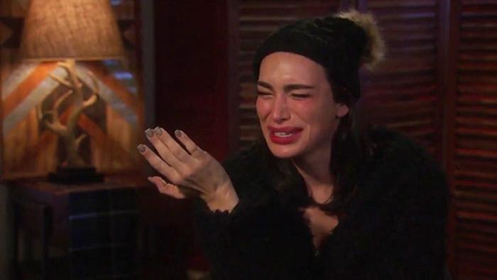 The Bachelor Winter Games TV Series: Crying over a contestant. 
