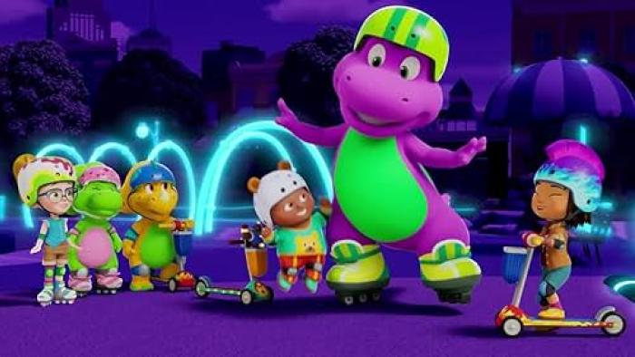 Barney's World TV Show: Barney and the gang have a nighttime glow party