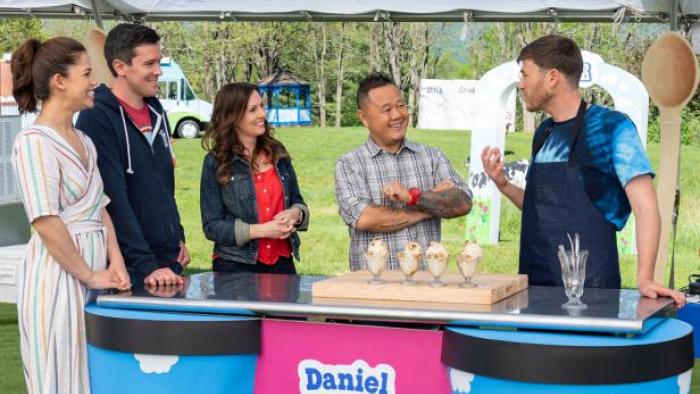 Ben & Jerry's Clash of the Cones TV Show: The judges sample one contestant's creation