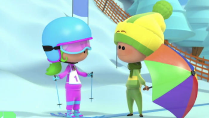 Best Sports Ever! TV Series: Theo talks to a skier competing in moguls. 