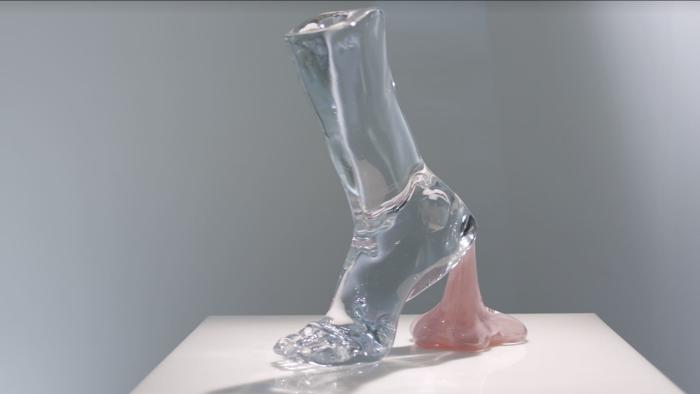 Blown Away TV Show: A glass foot stepping in glass gum