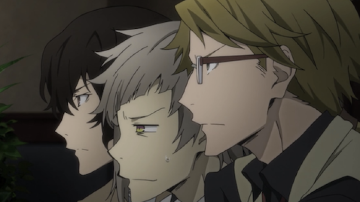 Bongo Stray Dogs TV Show: Dazai Osamu, Nakajima Atsushi, and Doppo Kunikida.