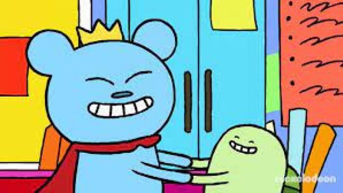 Bossy Bear and his BFF Turtle celebrate and hold hands. 