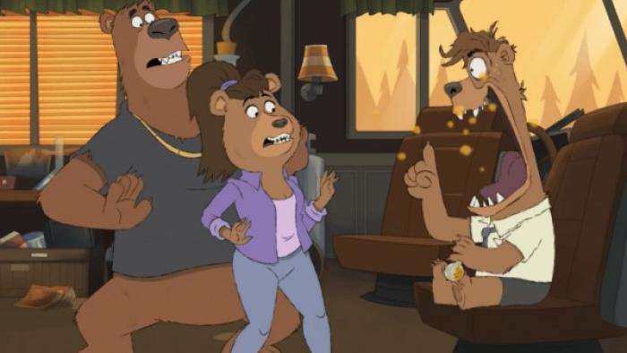 Breaking Bear: Alistair (right) freaks out in front of his siblings