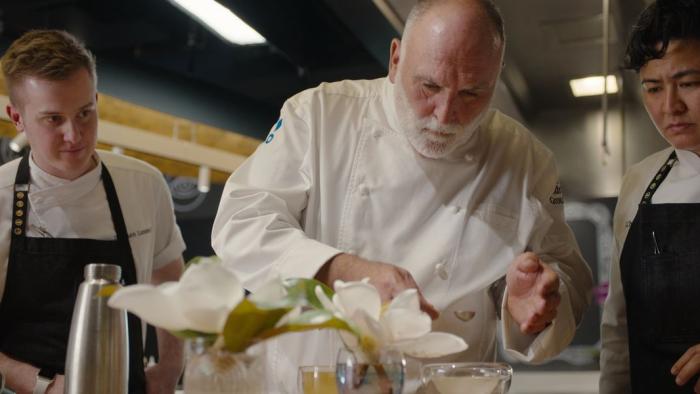 Chef's Table: Legends TV show screenshot: Chef José Andrés prepares a dish
