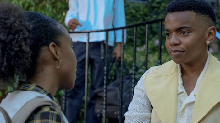 Classified TV show screenshot 2: Ella talks to a classmate. 
