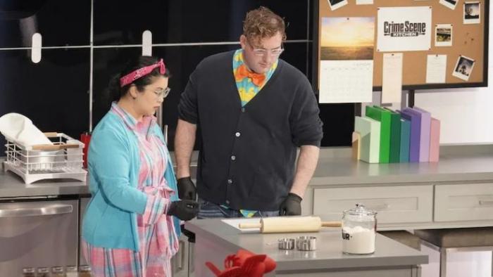 Crime Scene Kitchen TV Show: Scene #2: Contestants deduce what happened here