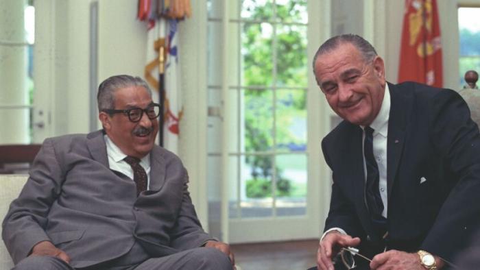 Deadlocked TV show screenshot 1: Thurgood Marshall meets with Lyndon B. Johnson in the Oval Office