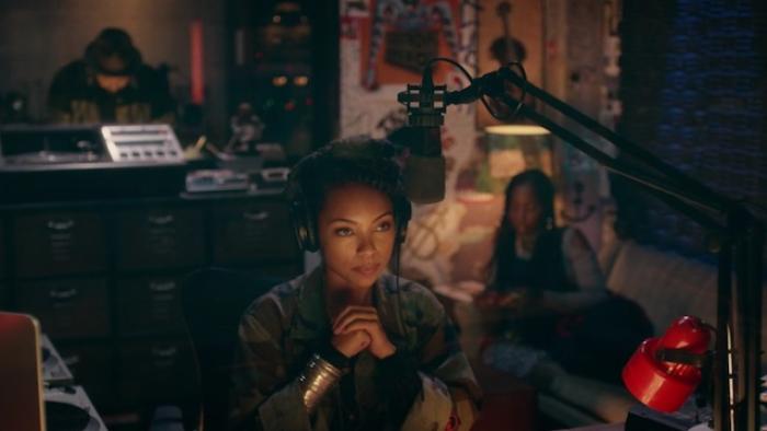 Dear White People TV Show: Samantha clasps her hands at her recording station