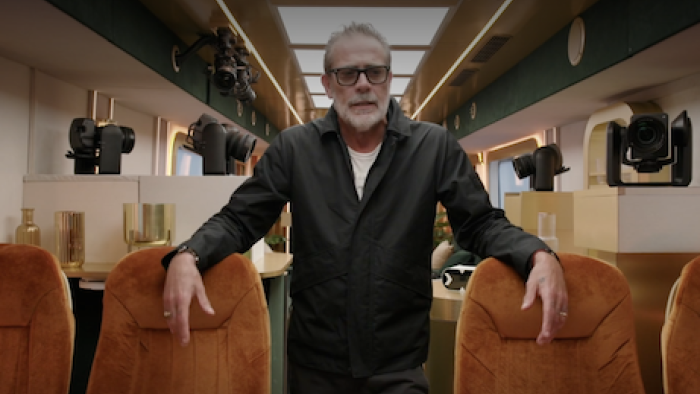 Destination X TV show screenshot 1:  Jeffrey Dean Morgan shows off luxury bus. 