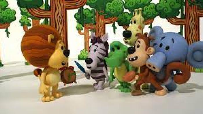Raa Raa the Noisy Lion TV show: screenshot of animated animals, including a lion, and elephant, and a tiger