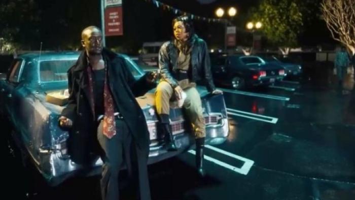The Drop: A Snowfall Saga TV show screenshot 3: Artillery and Wanda hang in the parking lot