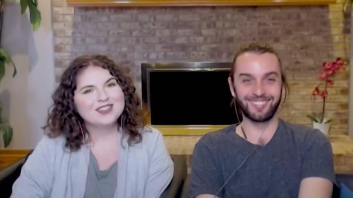 Escaping Twin Flames TV show screenshot 3: Jeff and Shaleia Ayan sit together while teaching an online class.