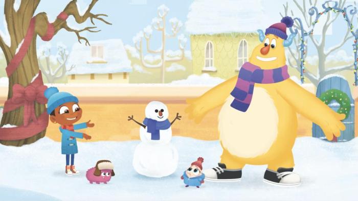 Esme & Roy: Holiday Spirit/Snow Worries: Roy, Esme, Simon, Snugs and Dumpling admire their decorated Christmas Tree.