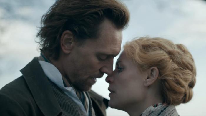 The Essex Serpent: Will and Cora are standing with their faces close together, apparently about to kiss