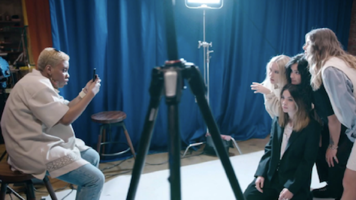 Setting up a shot. 