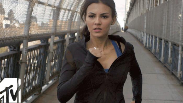Eye Candy: A young woman runs down a concrete path