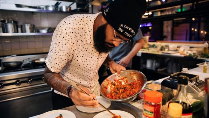 Fast Foodies TV Show: Chef Justin plates his dish