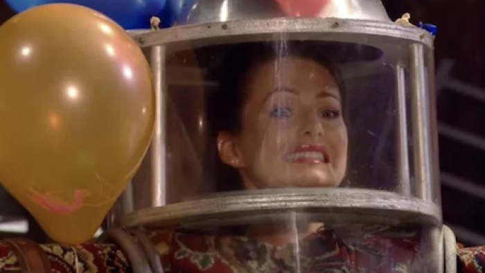 Flinch Series: A contestant receiving an electric shock. 