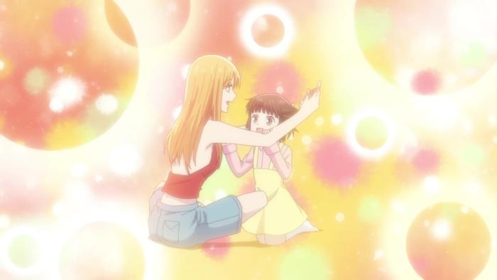 Fruits Basket: Kyoko styles a young Tohru's hair