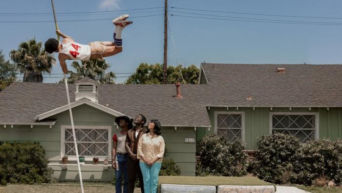 Government Cheese: the Chambers family watches eldest son Einstein practice pole vaulting