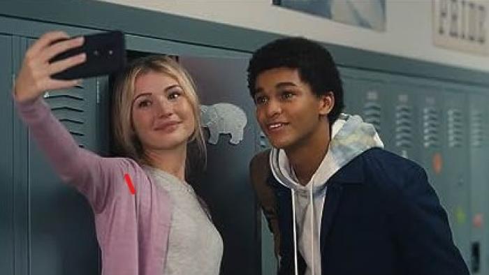 Harlan Coben's Shelter TV show screenshot 3:  two friends take a selfie in front of their lockers