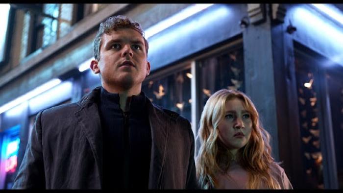 Henry Danger The Movie TV: Jasper and Piper stand awestruck on a corner in an urban street setting.