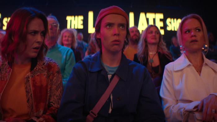 How to Get to Heaven from Belfast TV show screenshot 3: Dara, Saoirse and Robyn are in the audience of a show