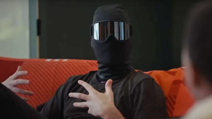 Jerrod Carmichael Reality Show TV show screenshot 2: one of Carmichael's friend's stays anonymous with a mask and visor