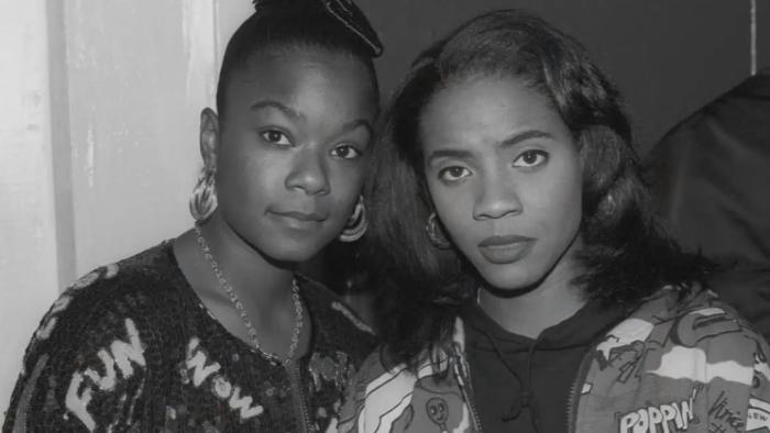 Ladies First TV show screenshot 1: an archival photo of hip-hop pioneers Roxanne Shanté and MC Lyte