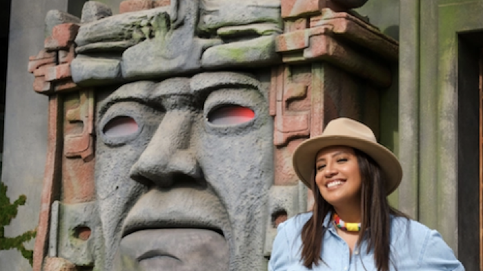 Cristela Alonso and Olmec. 