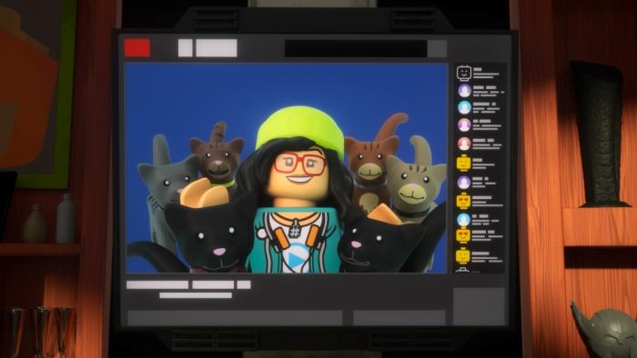 Lego Marvel Avengers Strange Tails TV Show: catfluencer Meryet Karim livestreams with a bunch of cats
