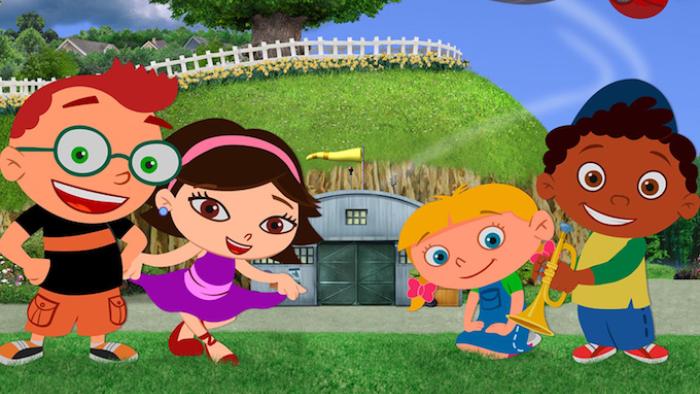 Little Einsteins in front of their HQ