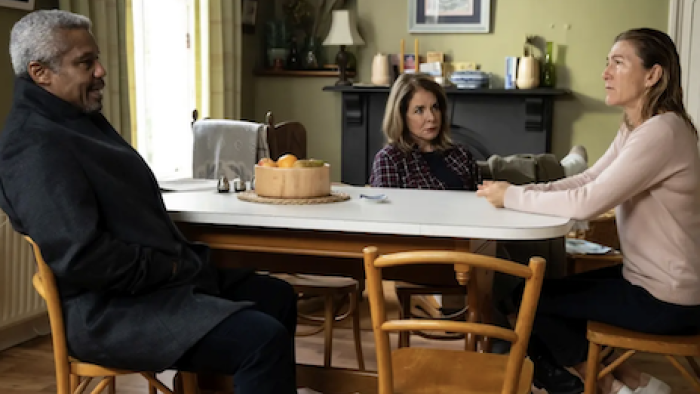 MaryLand TV show screenshot 3: Rosalind sits at table with Cathy and Pete. 