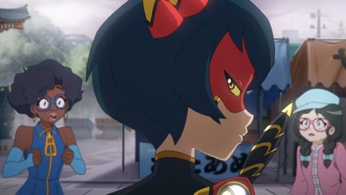 Miraculous World Tokyo Stellar Force TV show screenshot 1: Ryuko gives the camera a mysterious look through her profile.