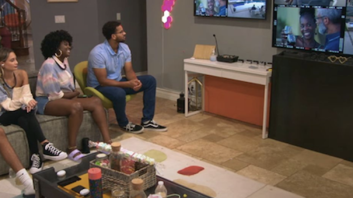 My Mom, Your Dad TV Show: Kids watch their parents on t.v. screens. 