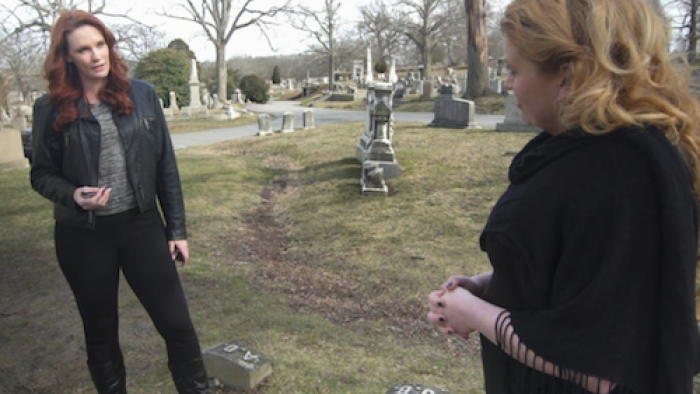 Mysteries Decoded TV Show: At the cemetery. 