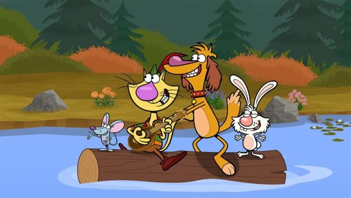 Nature Cat: Nature Cat's Nature Movie Special Extraordinaire: Nature Cat, Squeeks, Daisy and Hal float down the river on log