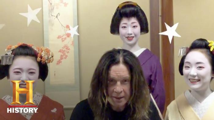 Ozzy with geishas in Japan.