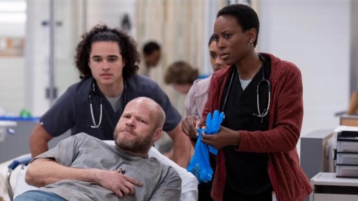The Pitt: doctors attend to a patient with chest pains