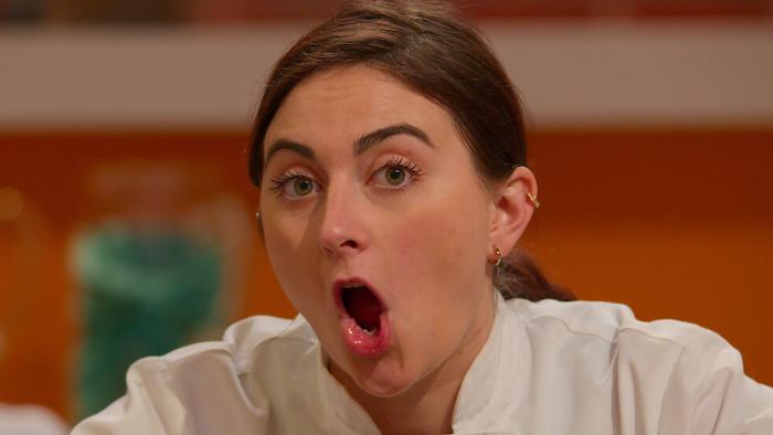 Pressure Cooker TV Show: contestant looks shocked